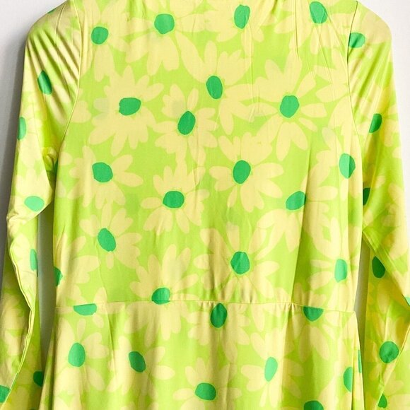 NWT AFRM Lime Green Yellow Floral Long Sleeve Jodi Dress L - Picture 10 of 10